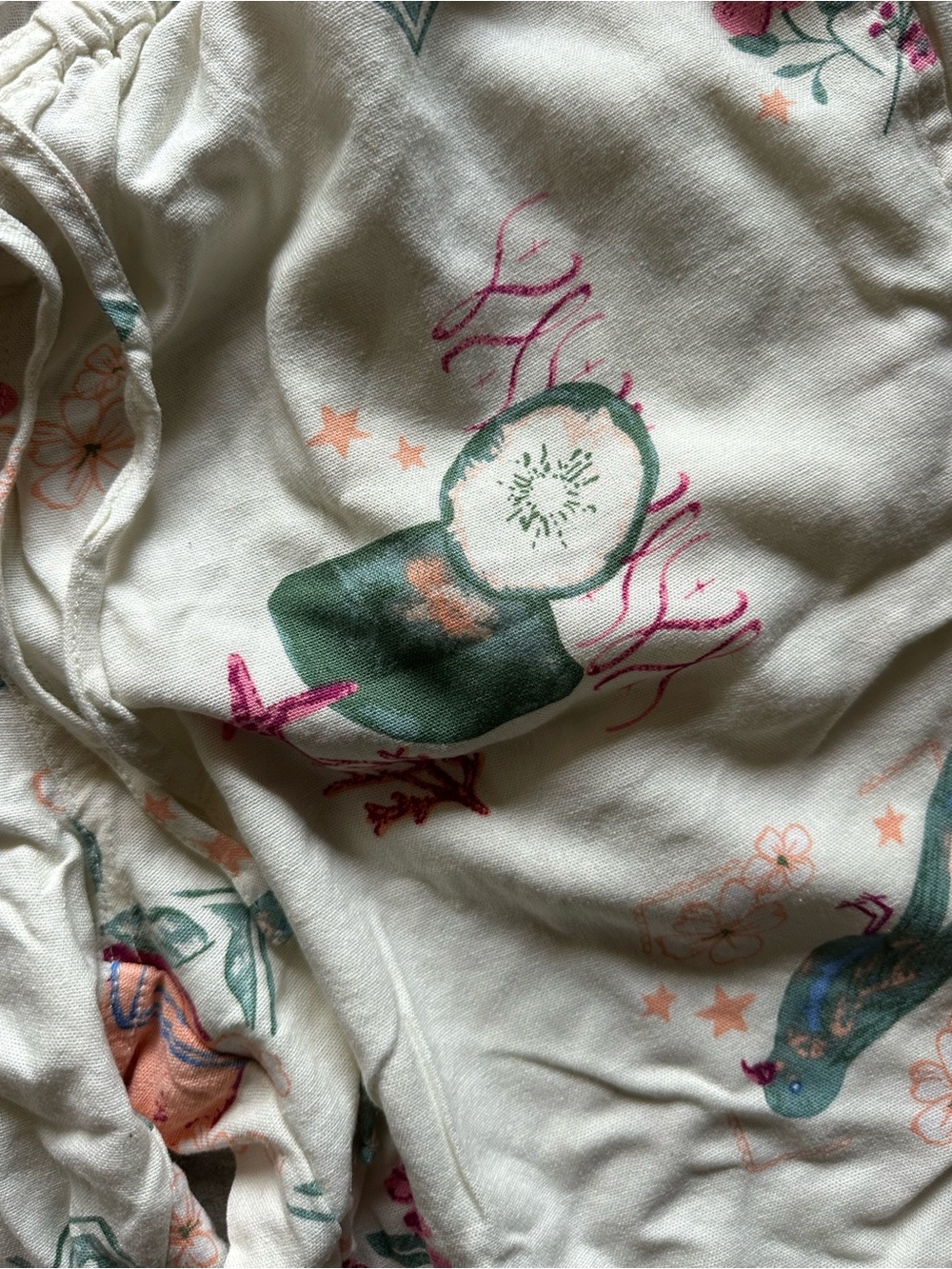 Cream Printed Casual Lounge Pants with drawstring Waist - Picture 7 of 7
